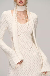 White Jacquard Hollow out Dress